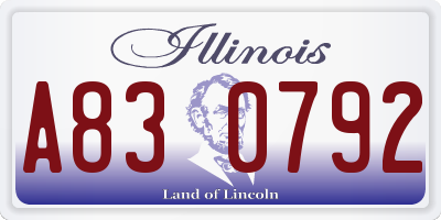 IL license plate A830792
