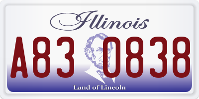 IL license plate A830838