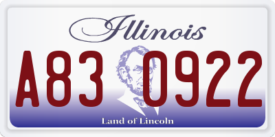 IL license plate A830922