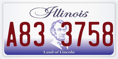 IL license plate A833758
