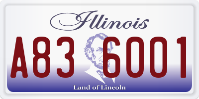IL license plate A836001