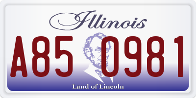 IL license plate A850981