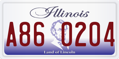 IL license plate A860204