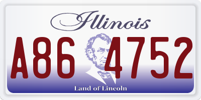 IL license plate A864752