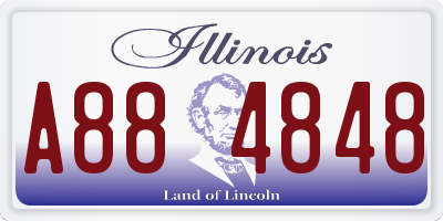 IL license plate A884848