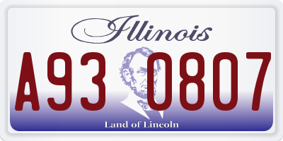 IL license plate A930807