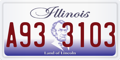 IL license plate A933103