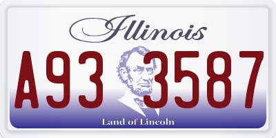 IL license plate A933587
