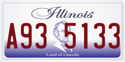 IL license plate A935133