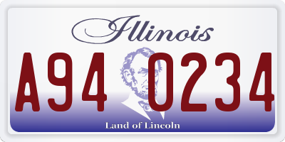 IL license plate A940234