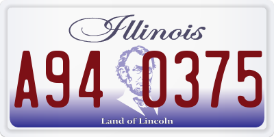 IL license plate A940375