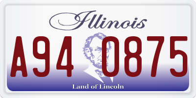 IL license plate A940875