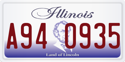 IL license plate A940935