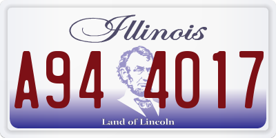 IL license plate A944017