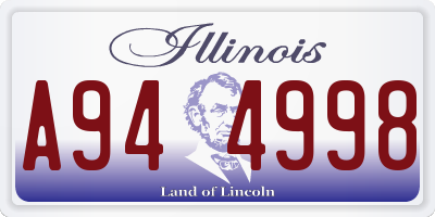 IL license plate A944998