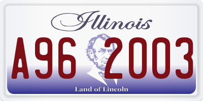 IL license plate A962003