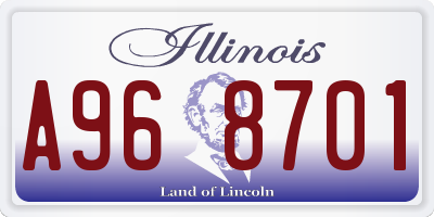 IL license plate A968701