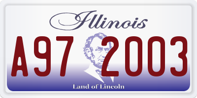 IL license plate A972003