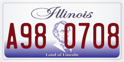 IL license plate A980708