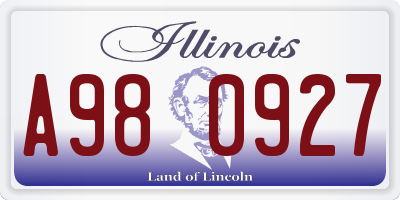 IL license plate A980927