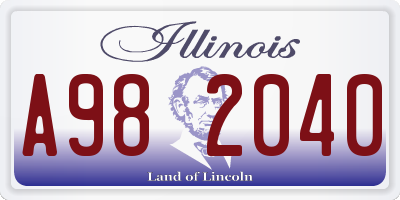 IL license plate A982040