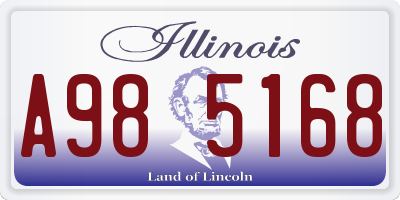 IL license plate A985168