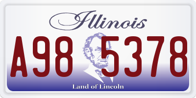IL license plate A985378