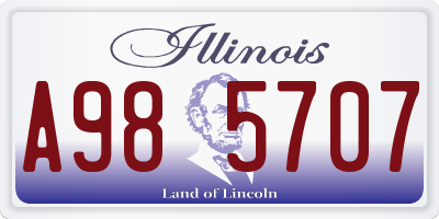 IL license plate A985707
