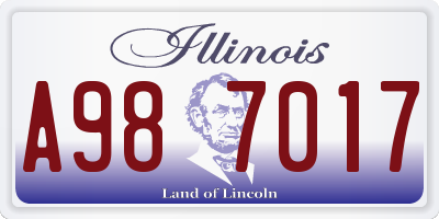 IL license plate A987017