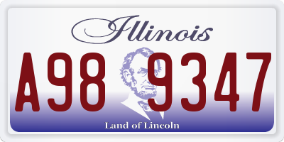 IL license plate A989347