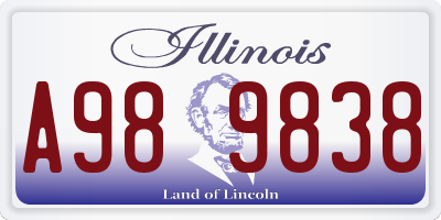 IL license plate A989838
