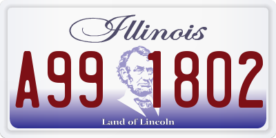 IL license plate A991802