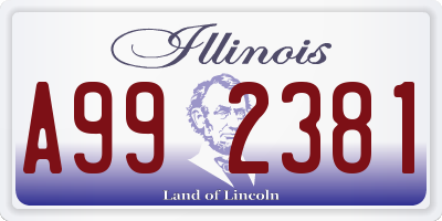 IL license plate A992381