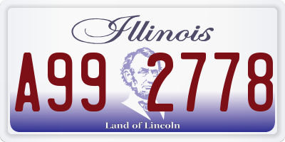 IL license plate A992778