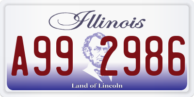IL license plate A992986
