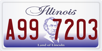 IL license plate A997203