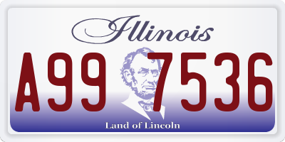 IL license plate A997536