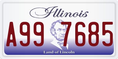 IL license plate A997685