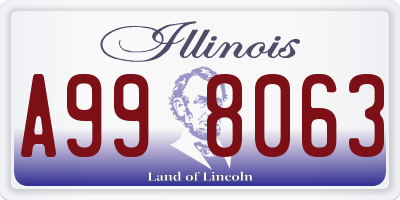 IL license plate A998063