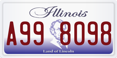 IL license plate A998098