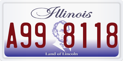 IL license plate A998118