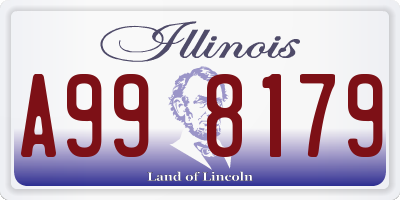 IL license plate A998179