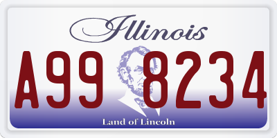IL license plate A998234