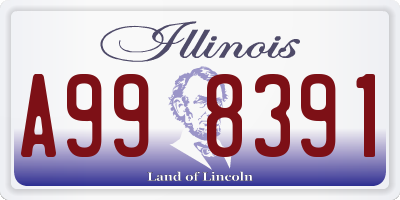 IL license plate A998391