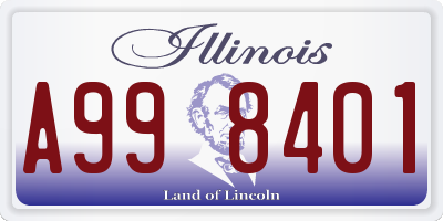 IL license plate A998401