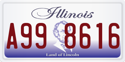 IL license plate A998616