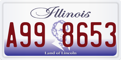 IL license plate A998653
