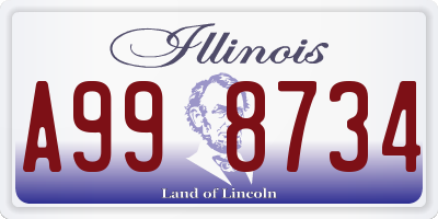 IL license plate A998734