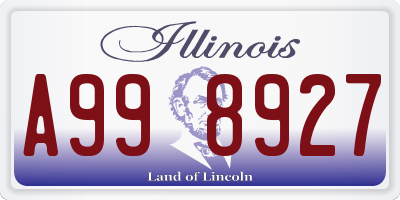 IL license plate A998927
