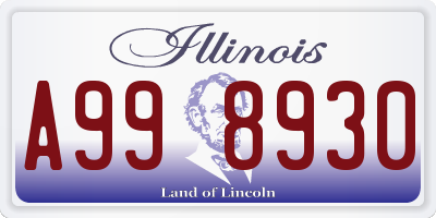 IL license plate A998930
